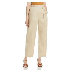 TORY BURCH Womens Beige Poplin Zippered Pocketed Pleated Wear To Work Pants 4